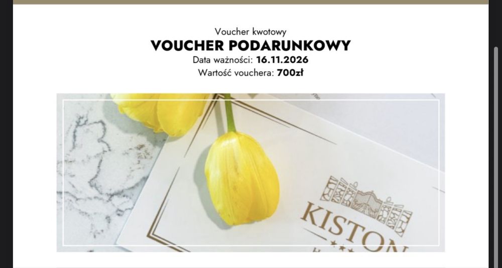 Voucher podarunkowy hotel kiston  700 PLN