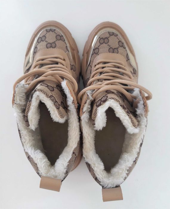 TRAPERY SNEAKERSY za kostkę ocieplane BEŻOWE r.40