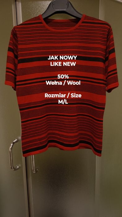 Damski sweterek / bluzka z krótkim rękawem, 50% Wełna, Rozmiar M/L