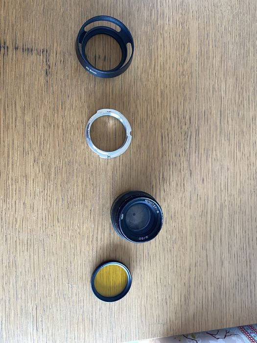 Lente jupiter-8 50mm f2 preta com acessorios