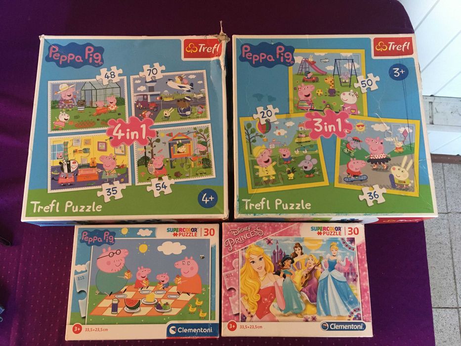 Пазлы 4ШТ  Свинка Пеппа (Peppa Pig) Trefl и Clementoni для детей 3-4+