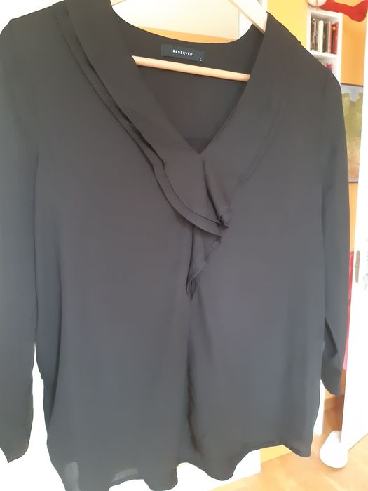Czarna elegancka bluzka z rękawem 3/4