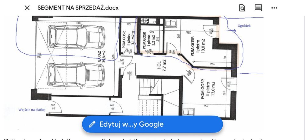 Apartament z garażem oraz biurem z ogródkiem