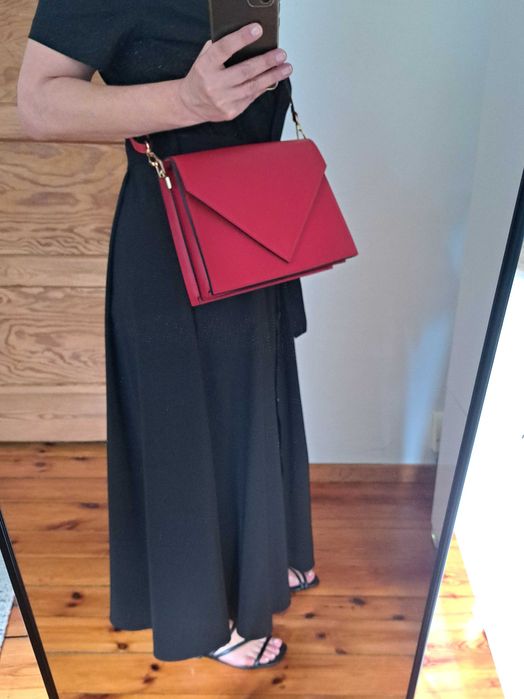 Czerwona torebka na ramię / listonoszka Answear Lab skóra naturalna