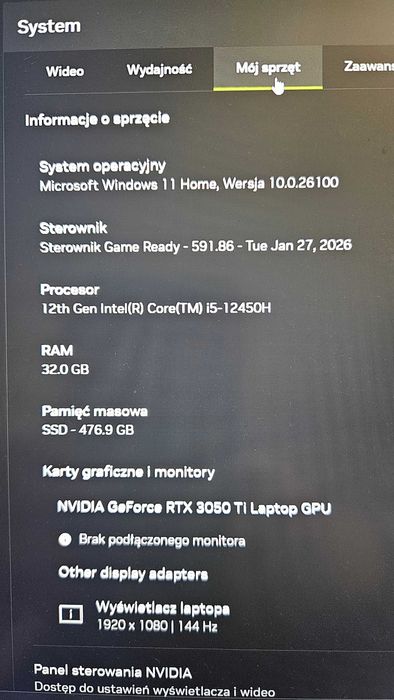 Idealny średniak HP Victus 15 /i5-12450H/RTX 3050Ti/32 GB RAM/Win11