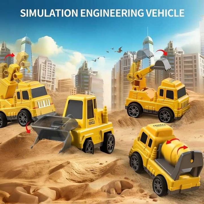 Ciężarówka laweta pomoc drogowa zestaw auta TRANSPORTER KOPARKA B30