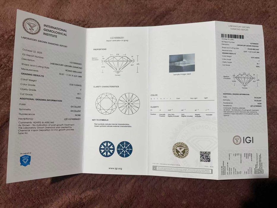 Pierścionek PT950 z diamentem 5.03ct Lab Grown | VS1 F | Serce | Nowy