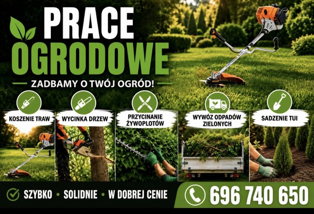 Koszenie traw, czyszczenie działek.  Prace ogrodowe!