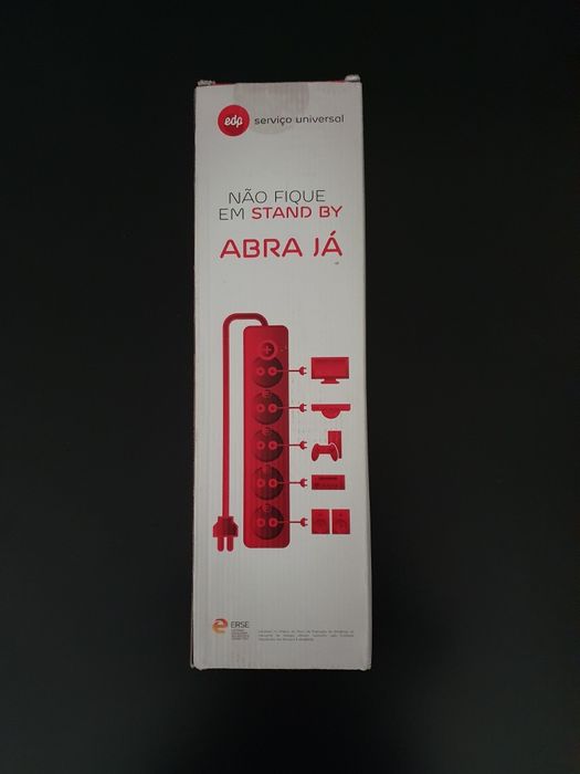 Extensão com 5 tomadas, poupança de energia