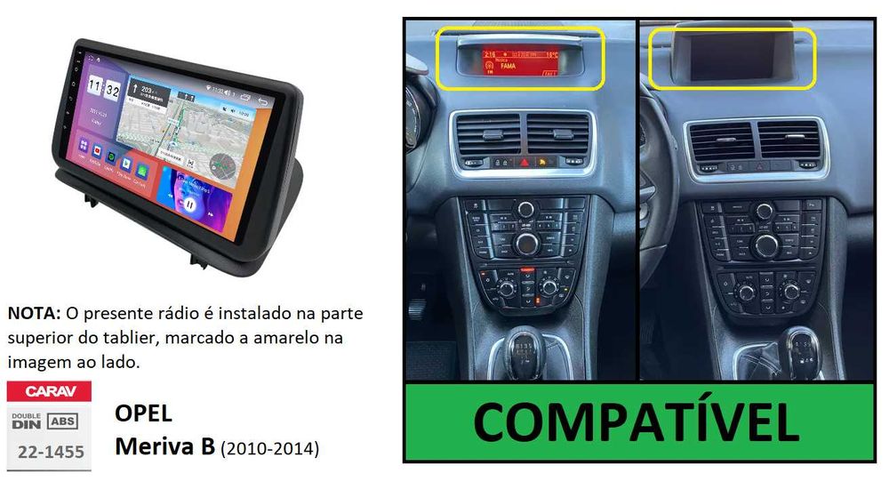(NOVO) Rádio 2DIN • OPEL Meriva B • Zafira C (Tourer) Android [4+64GB]