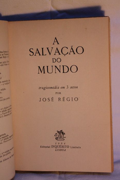 1ª edição de "A Salvação do Mundo" (1954), de José Régio