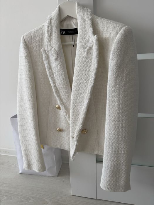 Піджак зара розмір S, білий твідовий