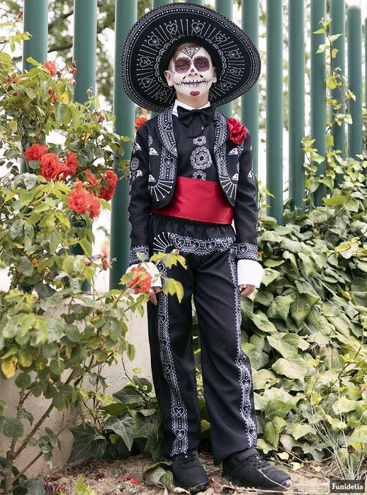 Fato Halloween: Fato de Dia de los Muertos para menino