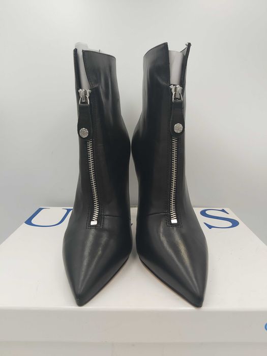 Nowe botki GUESS rozmiar 39 czarne skórzane szpilki suwak