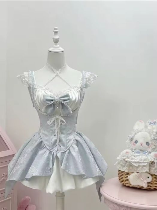 Sukienka mini z kokardą lolita harajuku cos