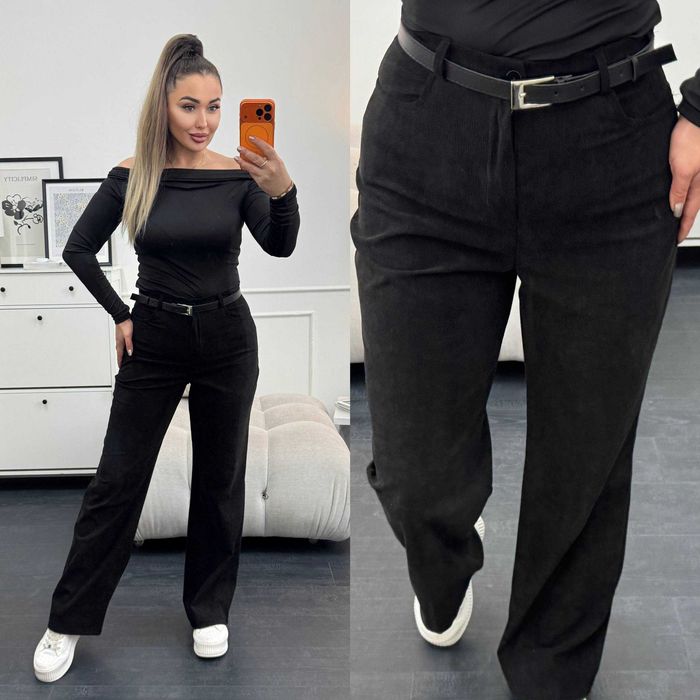 Жіночі вельветові прямі штани палаццо класичні брюки з вельвету