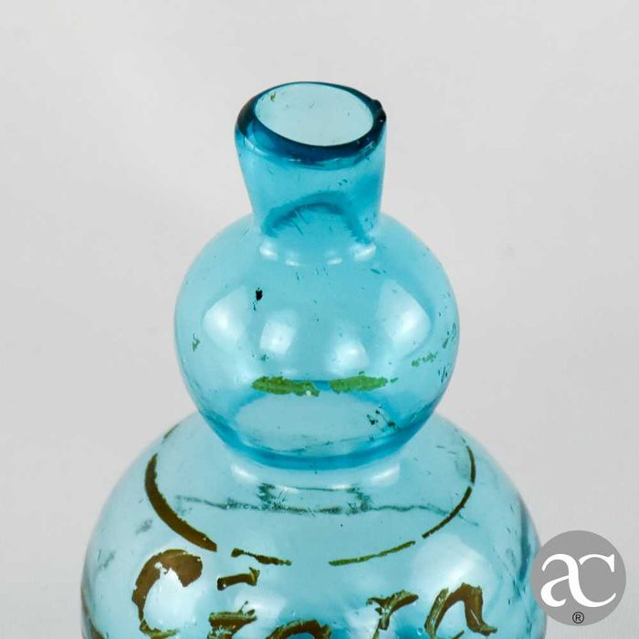 Jarra em vidro soprado em forma de cabaça pintada, séc. XIX