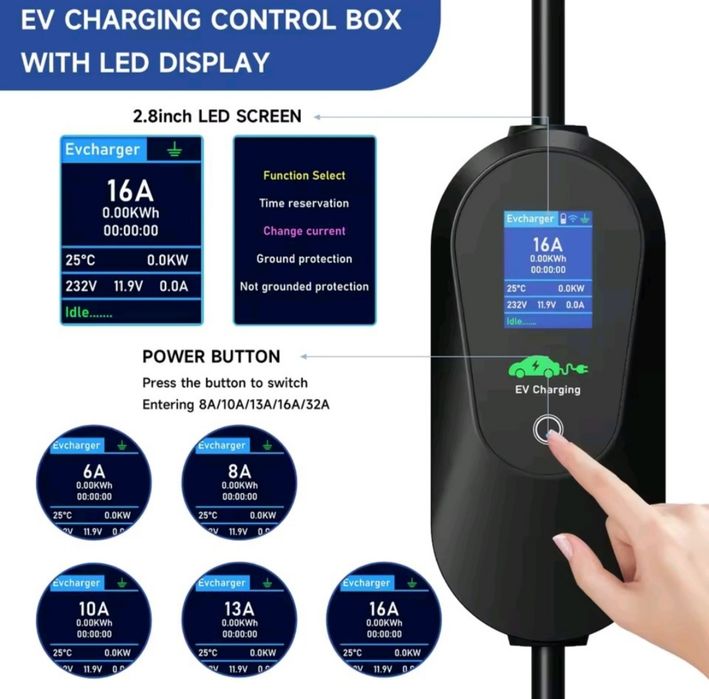 Преміум‼️Зарядка Type 1/type 2/gbt Tesla 16A +wifi 3.5kw Ev charger Afyeev зарядний пристрій Америка Європа Китай Накс Bluetooth