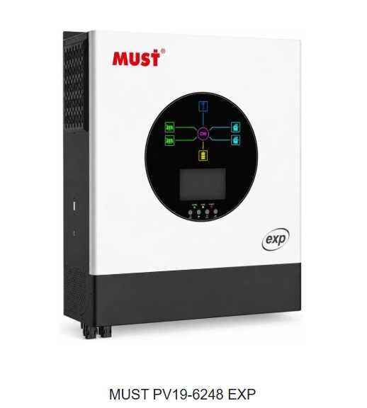 Інвертор сонячний гібридний з чистою синусоїдою MUST PV19-6248 EXP, Wi-Fi, 48V, 6200W