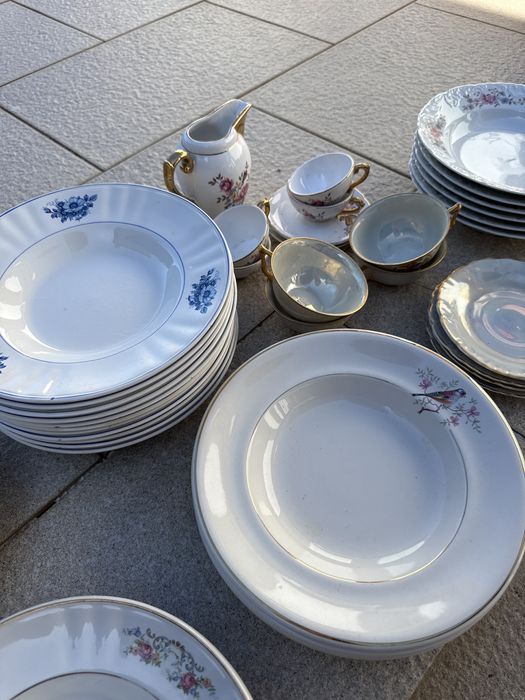 Grande lote de loiça vintage + vidro – Sacavém, SPAL, Viana, Louçarte