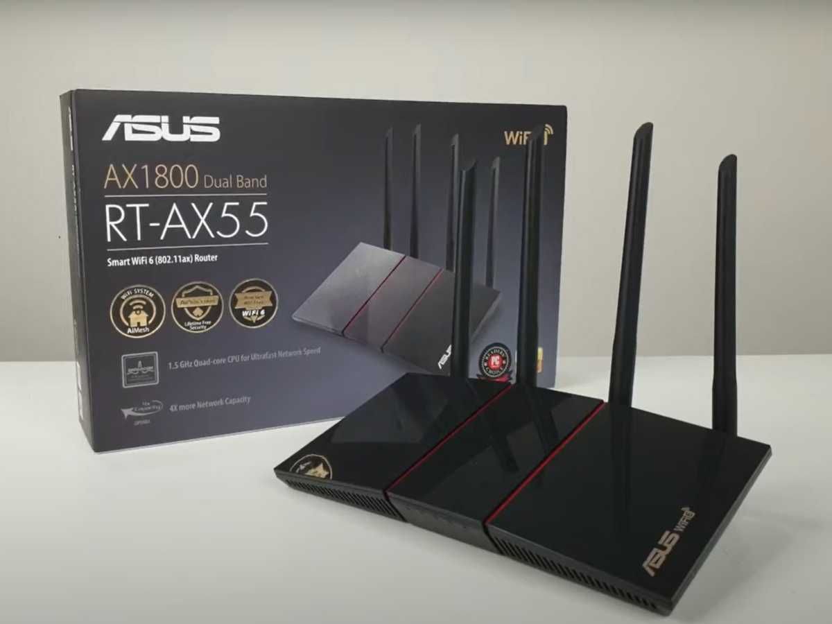 ASUS RT-AX55 V2 CPU 4x1700MHz WiFi 6 (AX1800) AiMesh Wi-Fi роутер: 2 ...