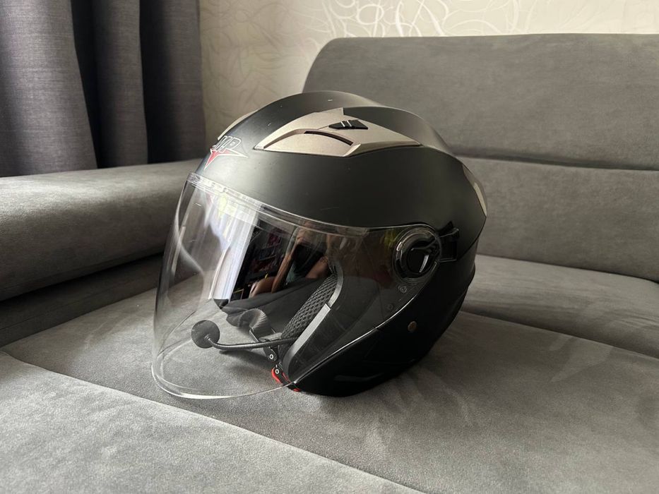 Мото шолом полуліцевік MP чорний