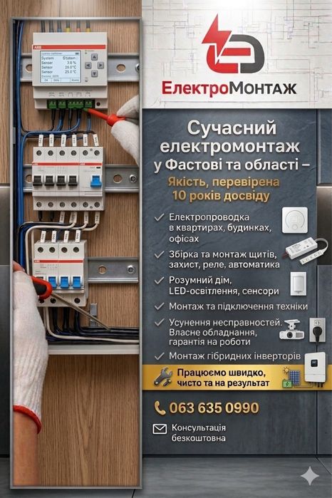 Сучасний електромонтаж. Електрик Фастів та область)