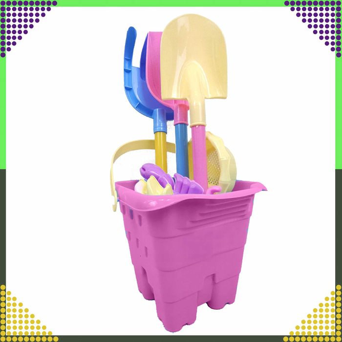 Wiaderko Foremki 9 szt Zabawek Plażowych Ogrodowych do Piaskownicy