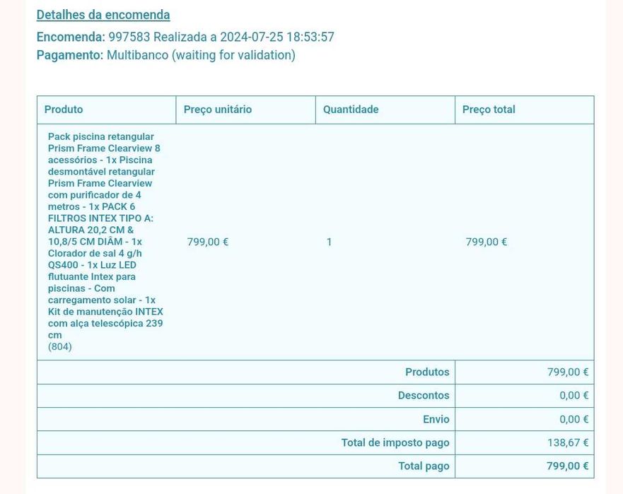 Piscina Intex desmontavel