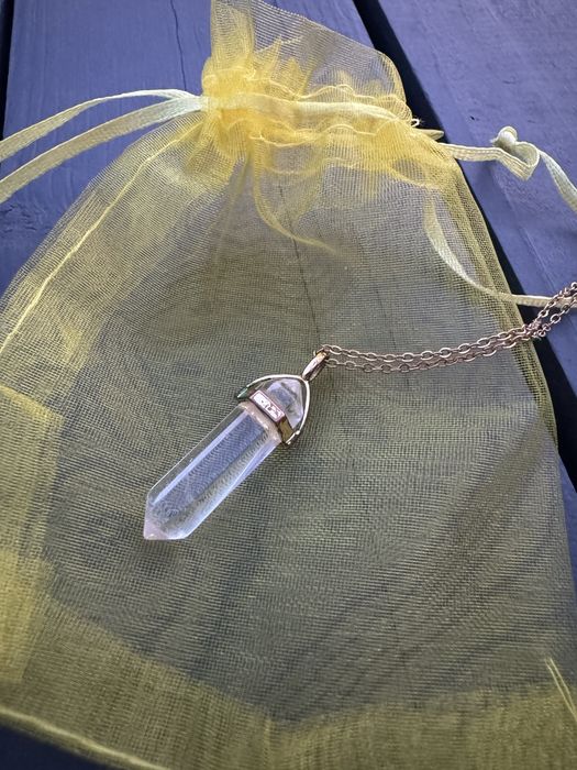 Naszyjnik pozłacany wisiorek kryształ górski By Dziubeka