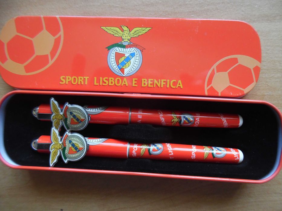 Lote de 2 Canetas Oficiais do Benfica com estojo