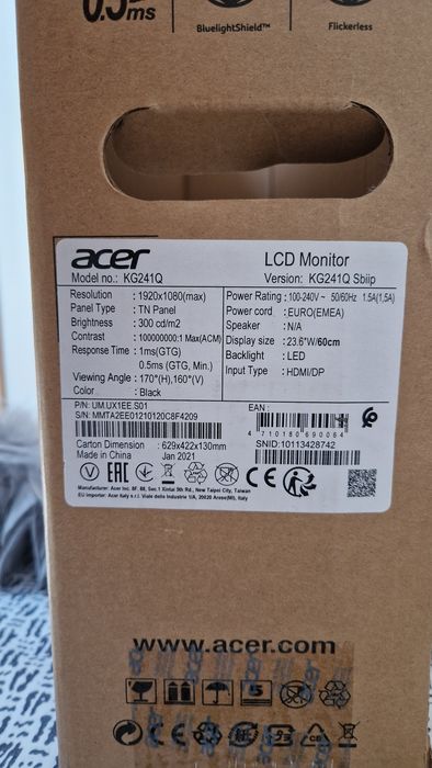 Acer Nitro KG1 Gamer 24" 144Hz