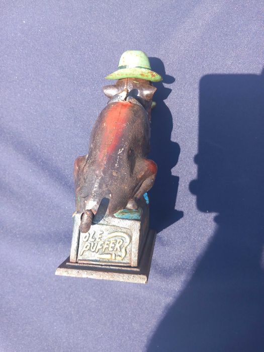 Ole Puffer Bull Dog, banco de moedas de ferro fundido, ano 1875