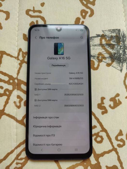 Смартфон Samsung Galaxy A16 5G 4/128Gb ZKB Чорний