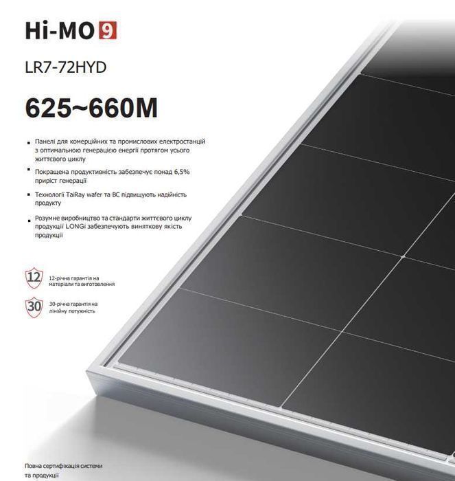 ‼️‼️‼️93$НОВЕ ПОКОЛІННЯ Сонячних панелей LONGI 655Вт Hi-MO 9 ККД 24.4%