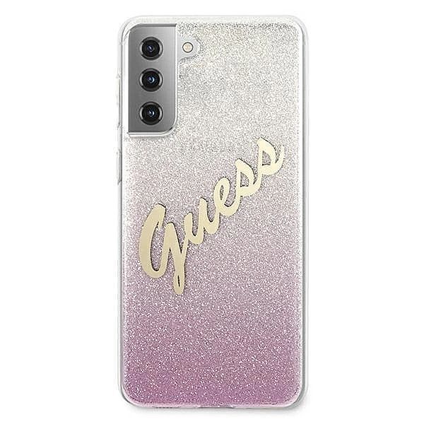 Etui Guess Glitter Gradient Script na Samsung Galaxy S21+ - różowe