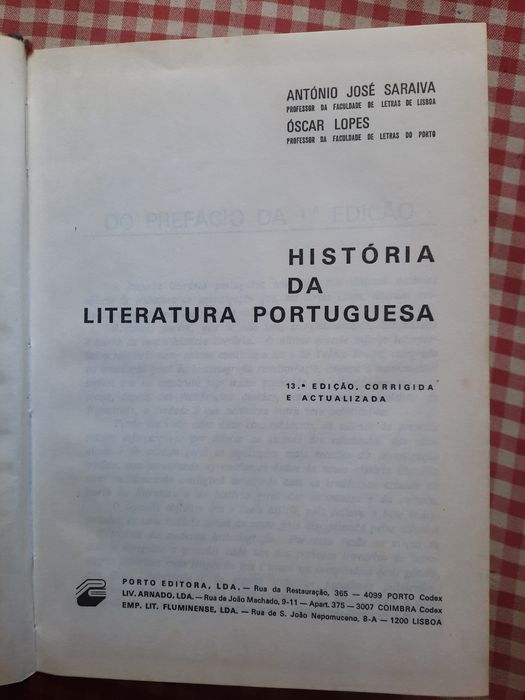 História da literatura portuguesa Óscar Lopes e António José Saraiva