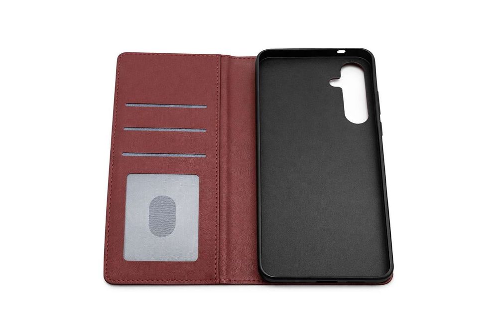 AIMOYU Etui Portfelowe do Samsung Galaxy A55 Wine Red (Bordowe) Skórzane