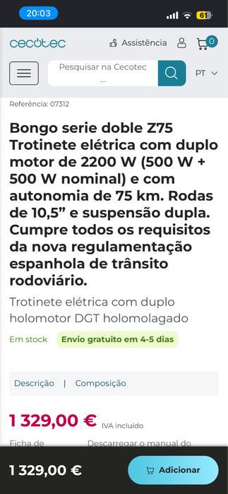 Trotinete  com apenas 300km