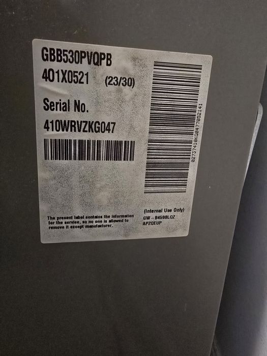 Lodówka LG GBB530PVQPB srebrna 203 cm  stan b. dobry