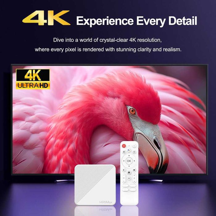 Налаштована Смарт ТВ приставка H96 Max H313 2/16 GB Android TV 14 з Bluetooth-пультом та голосовим пошуком + YouTube без реклами | ТВ канали | Фільми