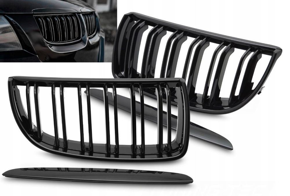 Atrapy Grille Kratki Nerki Listwy Tuning Black Glossy Bmw 3 e90 e91 2004-08
