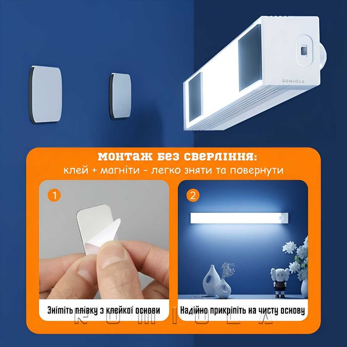 Акумуляторна Led лампа⤵️ з датчиком руху/Світлодіодний нічник USB/Дроп