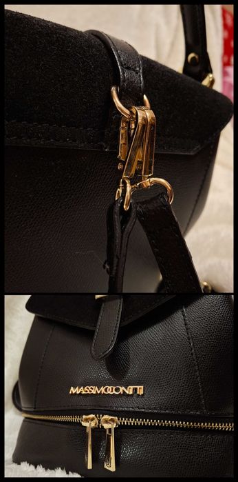 Massimo Contti torebka plecak skórzany czarny