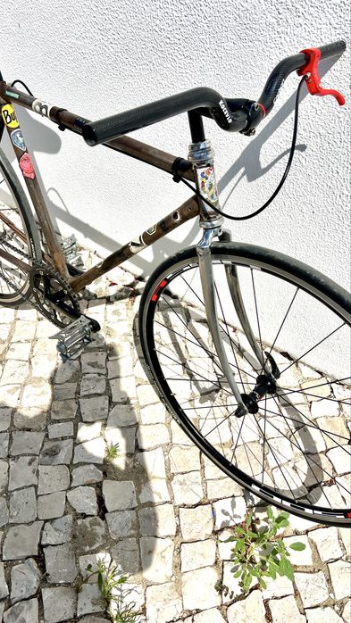 Bicicleta ciclismo fixie single speed Record/campanholo raw finish
