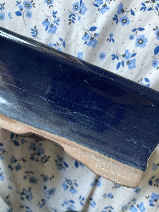 Doniczka do bonsai ceramiczna granatowa z podstawką