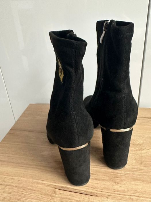 Czarne botki damskie r. 38 wkładka 24,3 cm