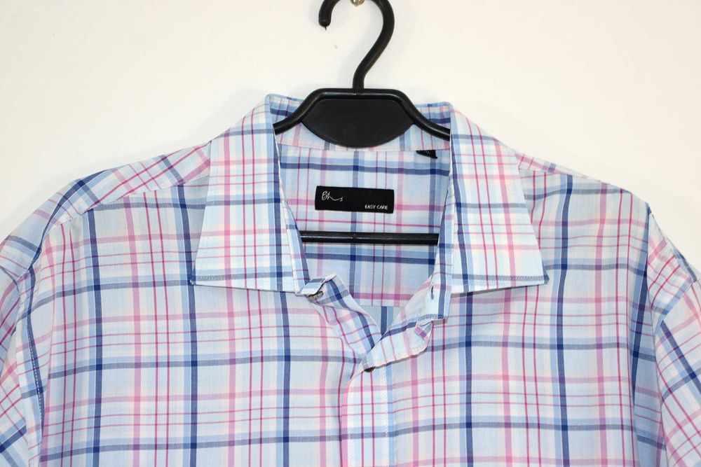 BHS koszula męska kratka krótki rękaw 3XL kołnierzyk 45 cm aa3