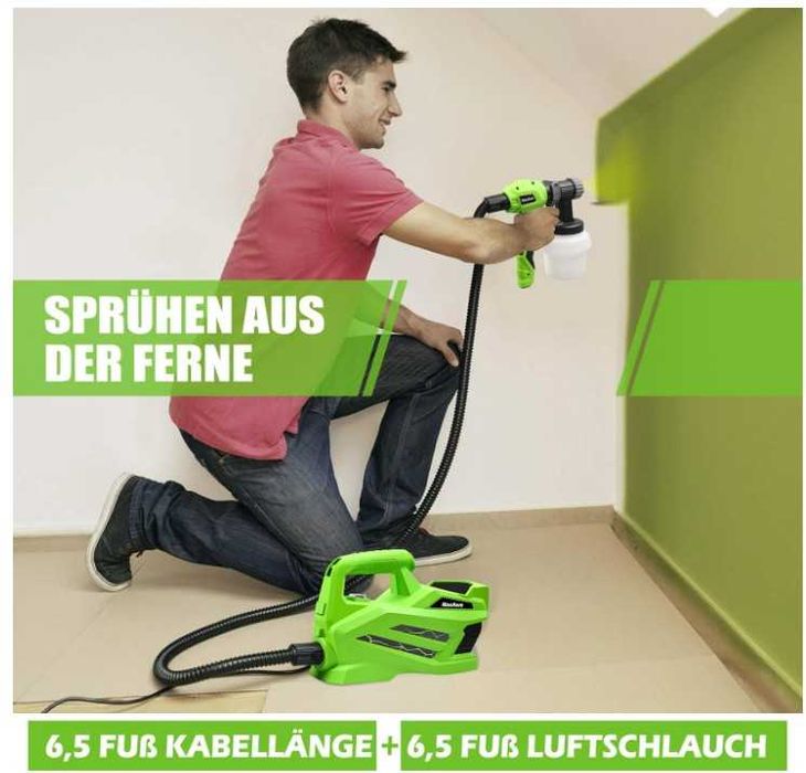 MaxAwe Elektryczny rozpylacz do farby, 800 W, 1100 ml/min, 4 dysze