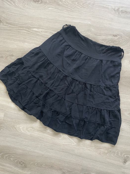 Czarna zwiewna spódnica boho z wiskozy | falbany | S/M